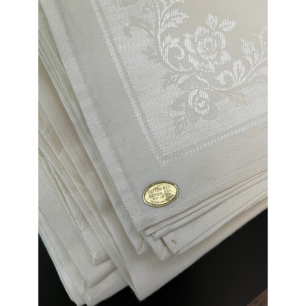 1940's Bardwil Made in Japan Ivory Tablecloth 52" x 70" & 6‎ Napkins 11" Linens